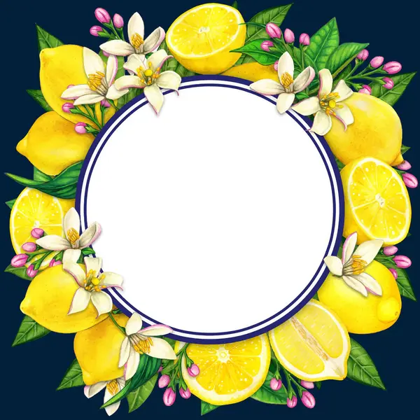 Suluboya Akdeniz limon çerçevesi