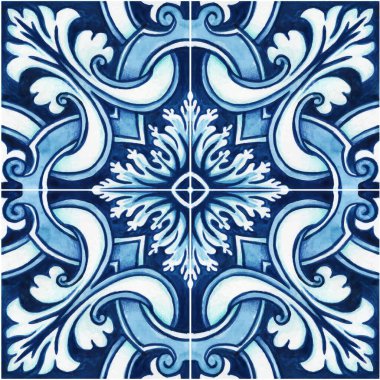 El yapımı suluboya Akdeniz geleneksel Sicilya fayansları