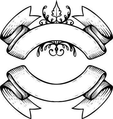 Dalgalı taslak şerit parşömen sancak vintage tasarımı