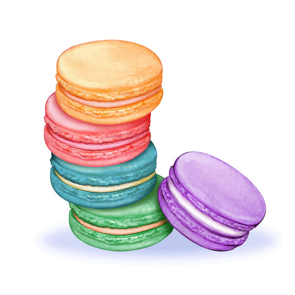 Cute watercolor pastel macarons