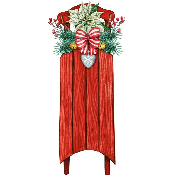 Suluboya el, geleneksel kırsal kızak üst görünümü çizdi