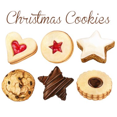 Watercolro yüksek kaliteli Noel kurabiyeleri