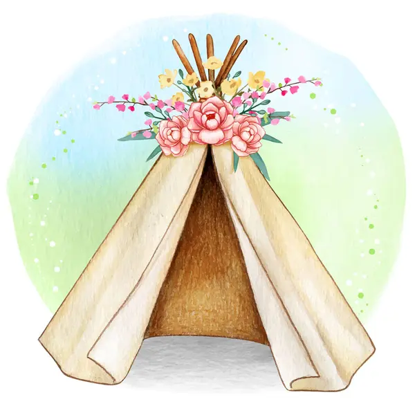 Suluboya boho bahar kabile çadırı