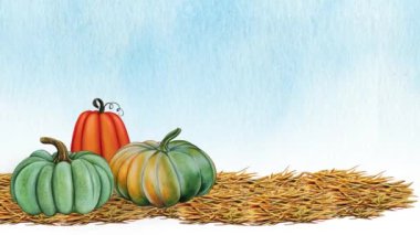 Mutlu şükran günü suluboya animasyonları