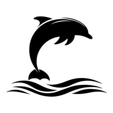 Siluetler Vektör zıplayan yunuslar beyaz arkaplanda izole edilmiş