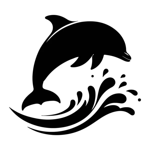 Siluetler Vektör zıplayan yunuslar beyaz arkaplanda izole edilmiş