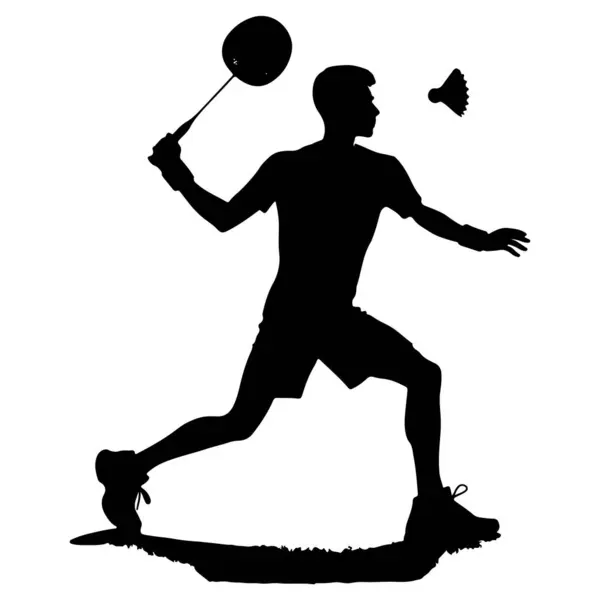badminton oynatıcı siluet vektör çizimi