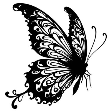 Kelebek siluet vektör resmi beyaz arkaplanda izole edildi