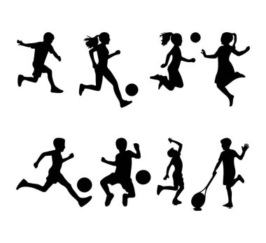 Çocuk silueti vektör illüstrasyon tasarımını ayarla