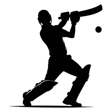 Kriket oyuncusu Silueti Diz çökmüş Yarasa Vuruşu