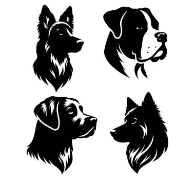 Köpek kafası vektör tasarımı beyaz arkaplanda izole edildi