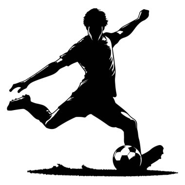 Futbolcu beyaz arkaplan vektör illüstrasyonunda çekim yapıyor