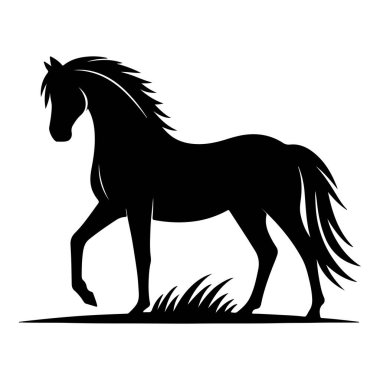 Shilhouette at vektör ilüstrasyonu siyah beyaz renk tasarımı