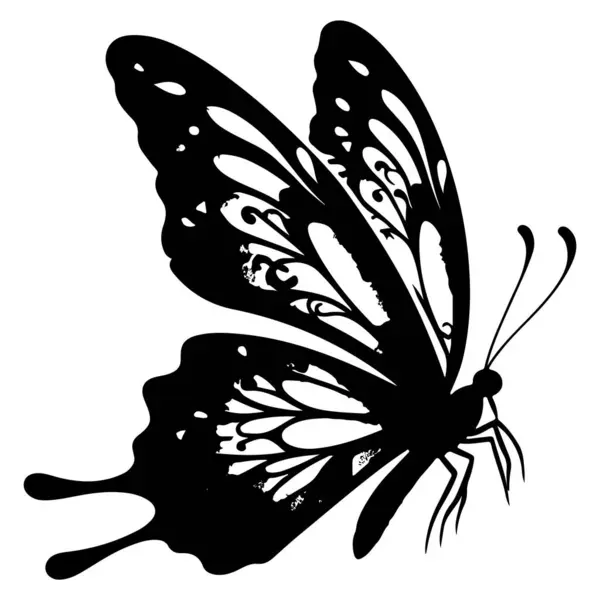 Kelebek siluet vektör resmi beyaz arkaplanda izole edildi