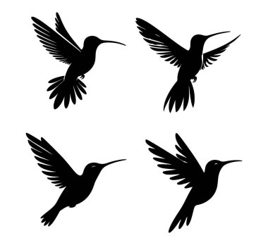 Mırıldayan kuş silueti Koleksiyon vektör çizimi