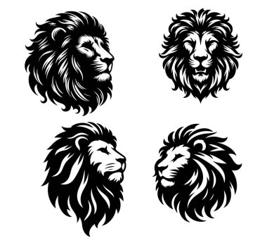 Beyaz Arkaplanda Aslan Silueti Grafik Logosu