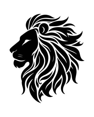 Beyaz Arkaplanda Aslan Silueti Grafik Logosu