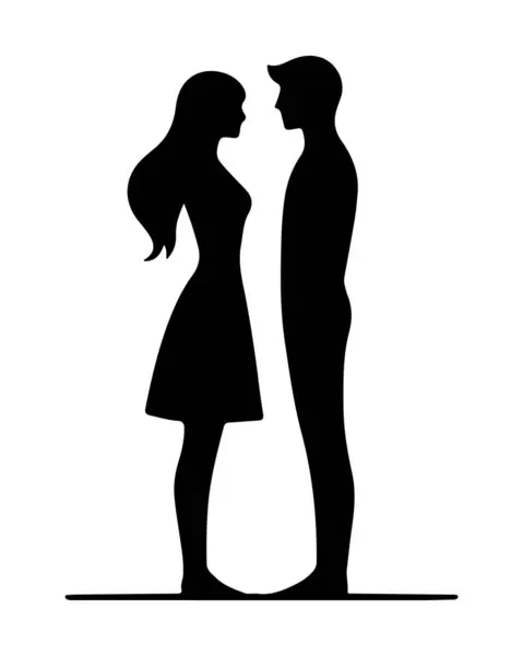 Birbirlerine aşık olan siluetler beyaz arka planda farklı pozlar verirler.