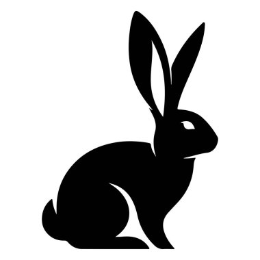 Beyaz arkaplanda vektör tavşan siluetleri