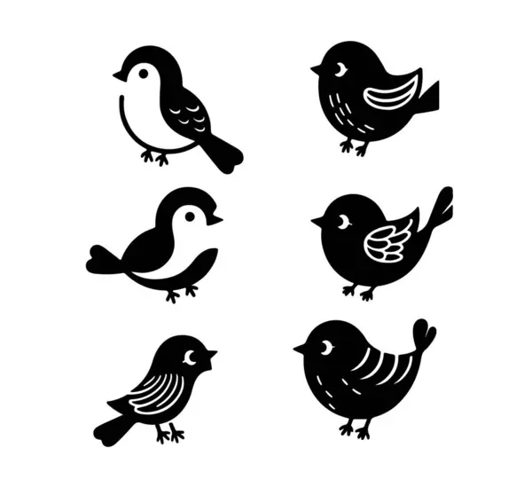 Serçe siluetleri vektör kümesi