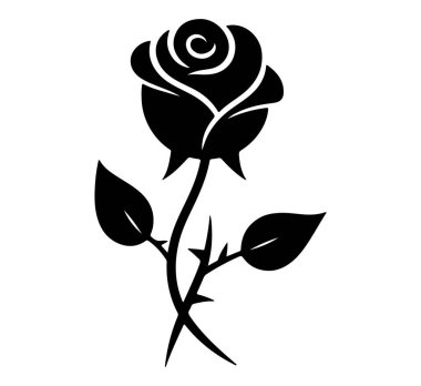 Rose Shilhouette Resim Çiçekleri Koleksiyon Vektörü Tasarımı