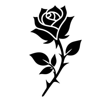 Rose Shilhouette Resim Çiçekleri Koleksiyon Vektörü Tasarımı