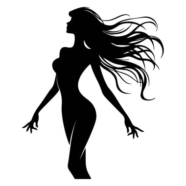 Profil uzun saçlı güzel kız silüeti