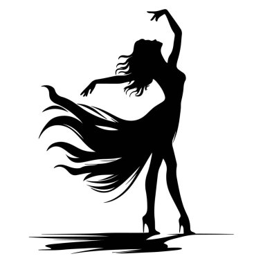 Profil uzun saçlı güzel kız silüeti