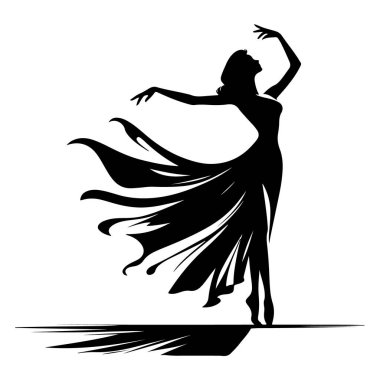 Profil uzun saçlı güzel kız silüeti