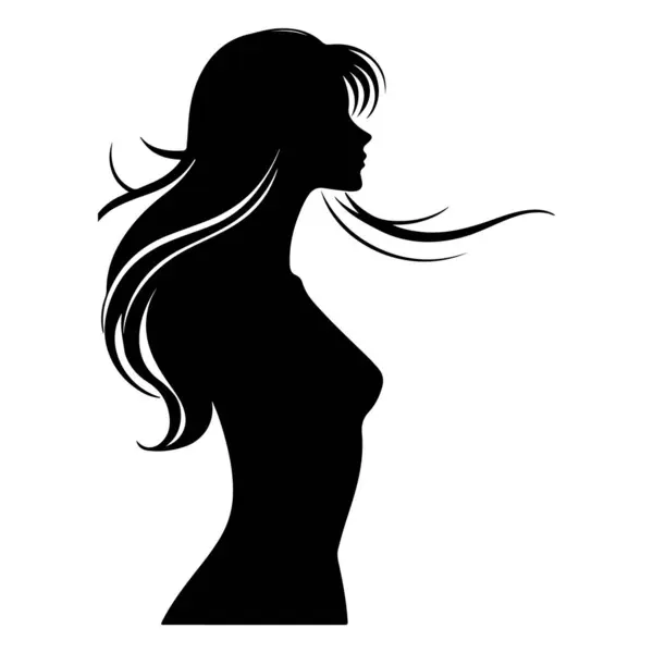Profil uzun saçlı güzel kız silüeti