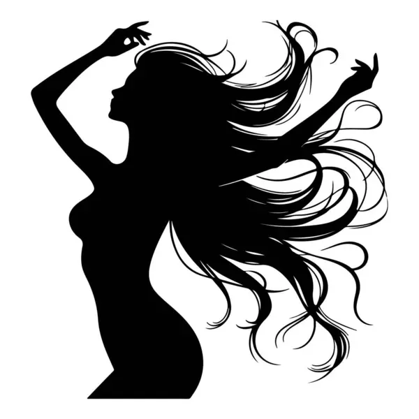 Profil uzun saçlı güzel kız silüeti