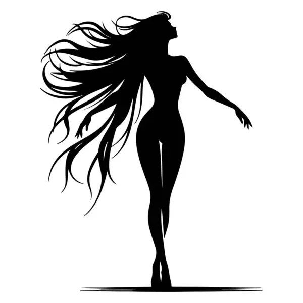 Profil uzun saçlı güzel kız silüeti