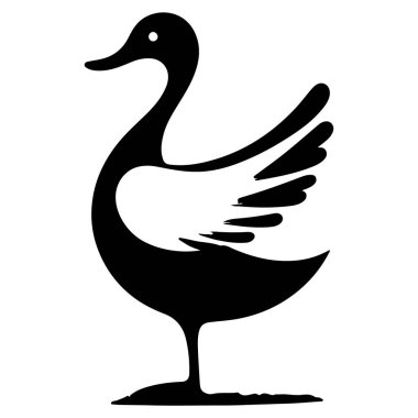 Ördek siyah silueti beyaz arkaplanda izole edildi