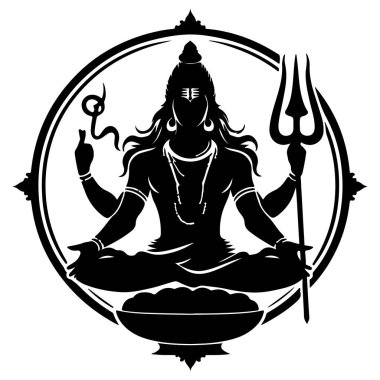 Lord Shiva 'nın yüzü siluet vektör çizimi