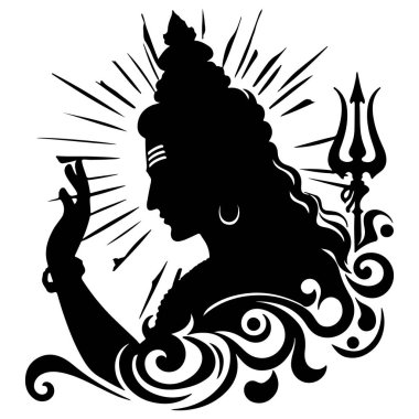 Lord Shiva 'nın yüzü siluet vektör çizimi