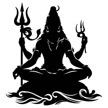 Lord Shiva 'nın yüzü siluet vektör çizimi