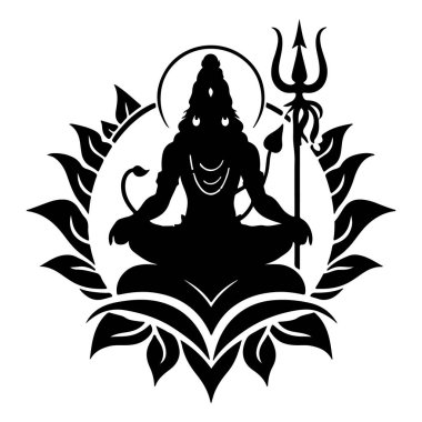 Lord Shiva 'nın yüzü siluet vektör çizimi