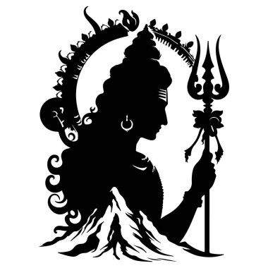 Lord Shiva 'nın yüzü siluet vektör çizimi