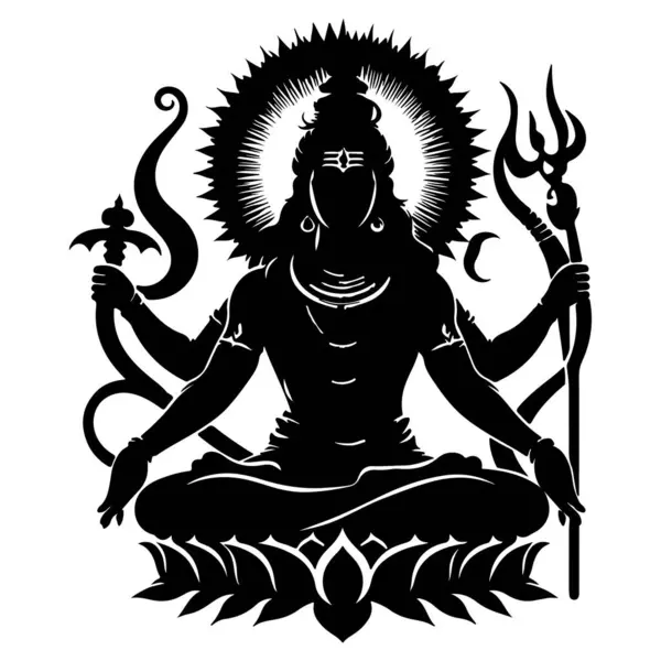 Lord Shiva 'nın yüzü siluet vektör çizimi