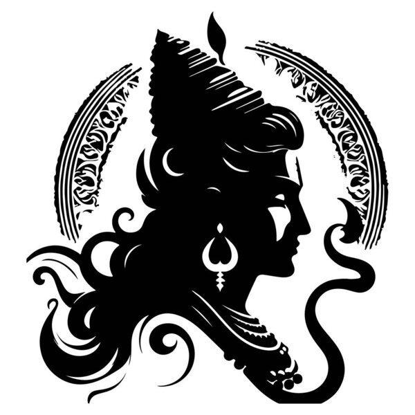 Lord Shiva face silhouette vector illustration