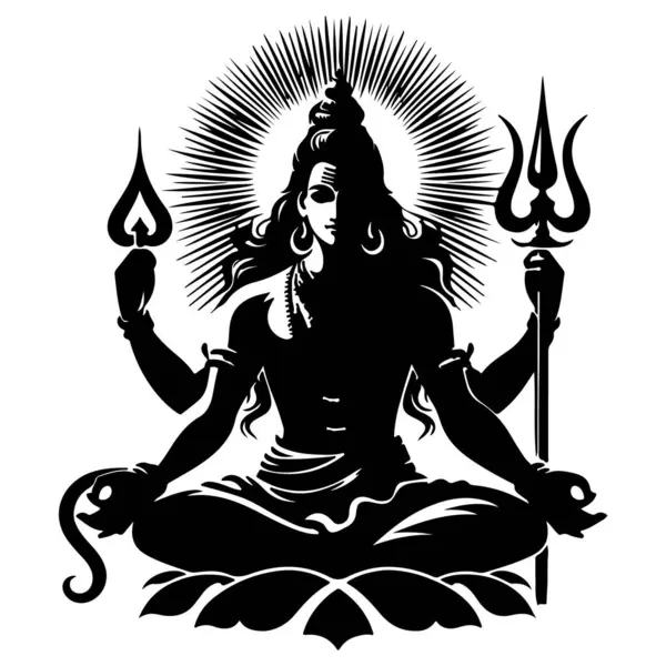 Lord Shiva 'nın yüzü siluet vektör çizimi