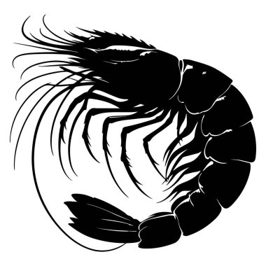 Karides silueti vektör tasarımı beyaz arkaplan