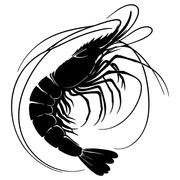 Karides silueti vektör tasarımı beyaz arkaplan