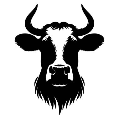 İnek kafası silueti Kızgın İnek Yüzlü vektör beyaz arkaplan