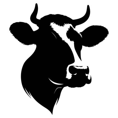 İnek kafası silueti Kızgın İnek Yüzlü vektör beyaz arkaplan