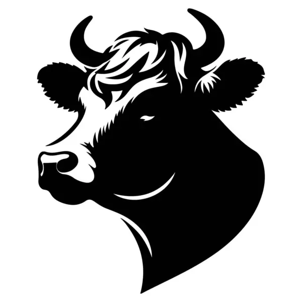 İnek kafası silueti Kızgın İnek Yüzlü vektör beyaz arkaplan