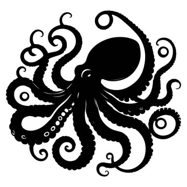 Ahtapot silueti vektör çizimi