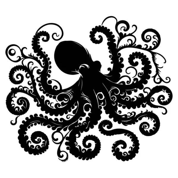 Ahtapot silueti vektör çizimi