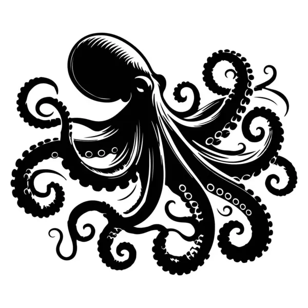 Ahtapot silueti vektör çizimi