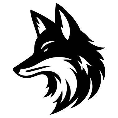 Beyaz arkaplanda Fox baş siluet vektör çizimi tasarımı